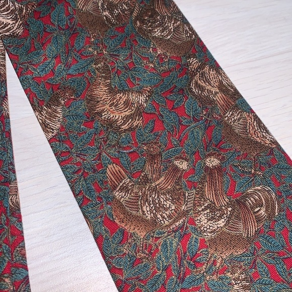 Menโs Vintage 90s 1998 Chicken Tie Wearable Art Farmer Chicken Dad Cotton Tie - Picture 12 of 17